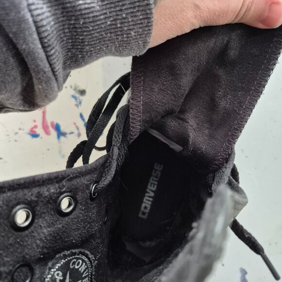 Converse High Top Black Leather Sneaker Size 7 Women - Picture 5 of 7
